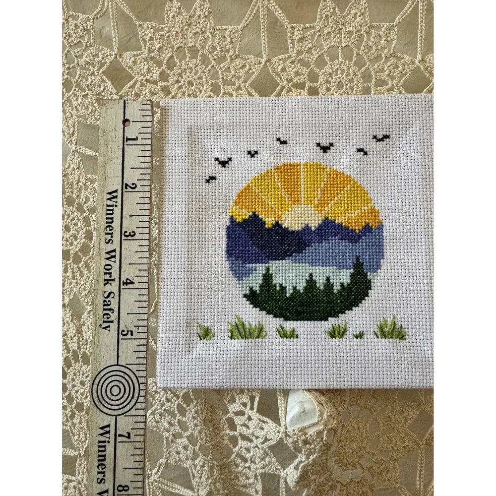 It's a Beautiful Morning…Handmade Cross Stitch Wall Art Sz‎ 5x5